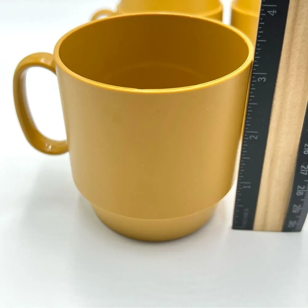 Vintage‎ Set of 4 Lexington Mustard Yellow / Harvest Gold Melamine Mugs Cups
